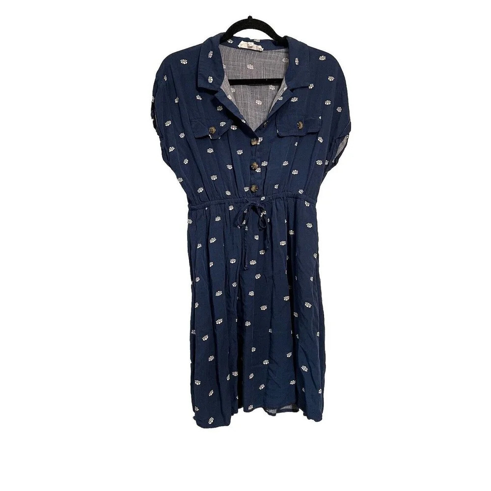 Lucky Brand Boho Navy Print Mini Dress Size M